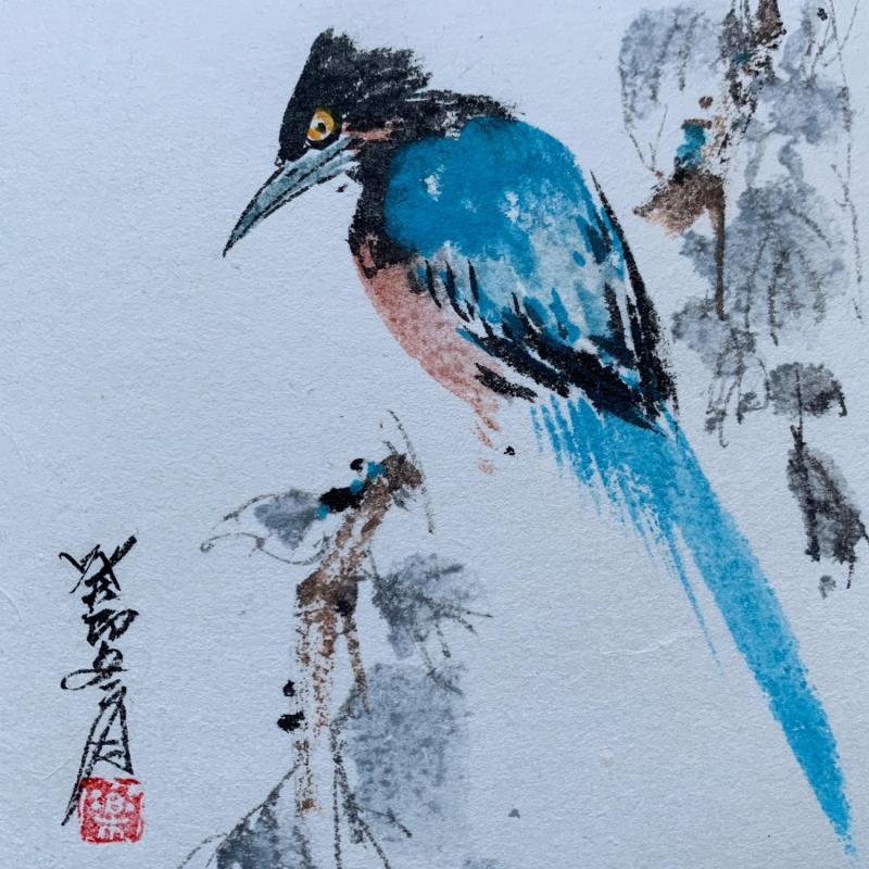 Peinture Bird 2 par Yu Huan Huan | Tableau Figuratif Scènes de vie Animaux Encre