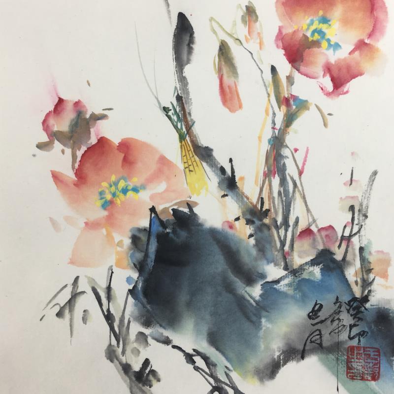 Painting Mantis by Yu Huan Huan | Painting Figurative Landscapes Still-life Ink