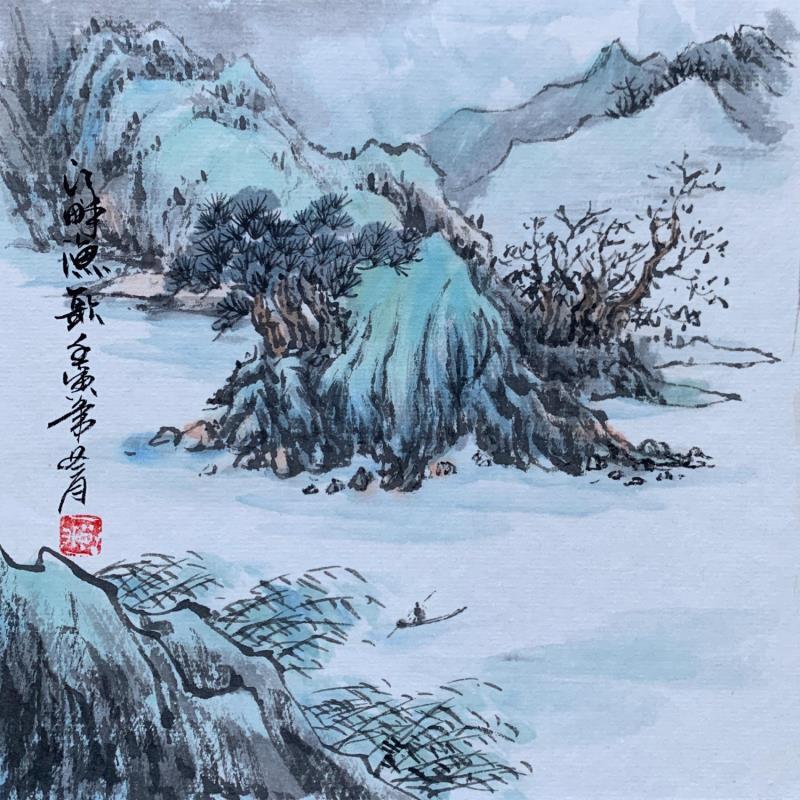 Peinture Little boat par Yu Huan Huan | Tableau Figuratif Paysages Encre