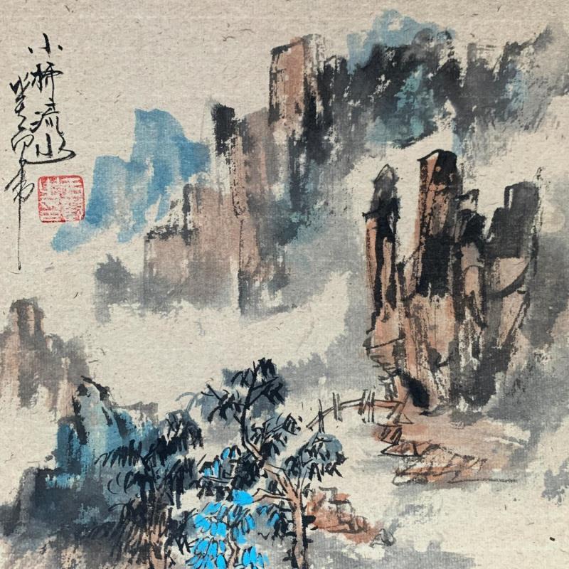 Painting Little bridge  by Yu Huan Huan | Painting Figurative Landscapes Ink