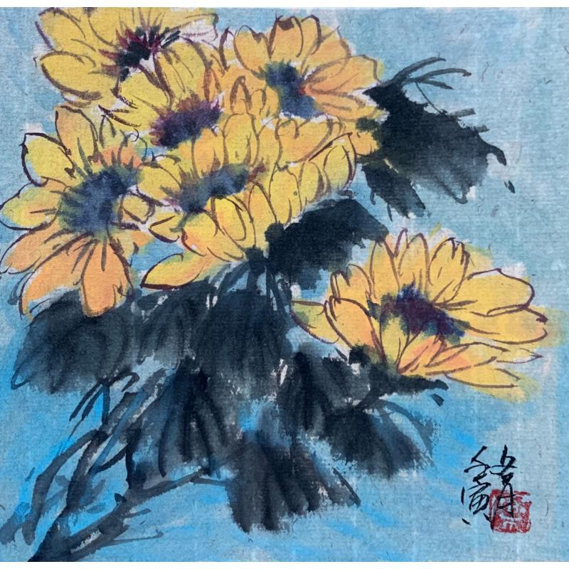 Gemälde Sunflower von Yu Huan Huan | Gemälde Figurativ Stillleben Tinte