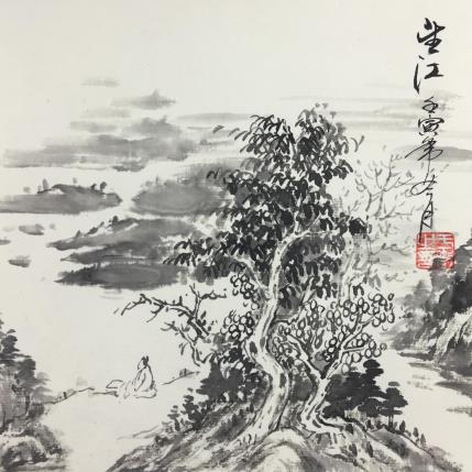 Painting Lakeside 2 by Yu Huan Huan | Painting Figurative Ink Black & White, Landscapes, Pop icons
