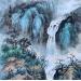 Painting Waterfall 4 by Yu Huan Huan | Painting Figurative Landscapes Ink