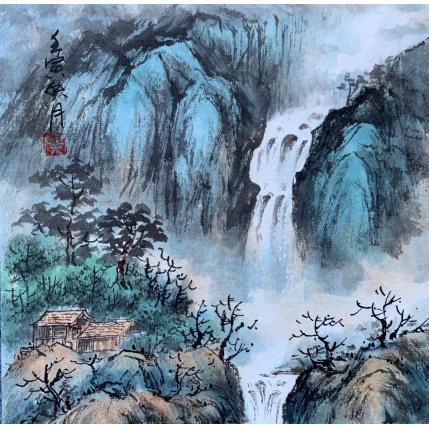 Painting Waterfall 4 by Yu Huan Huan | Painting Figurative Ink Landscapes, Pop icons