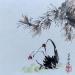 Peinture White crane par Yu Huan Huan | Tableau Figuratif Animaux Encre