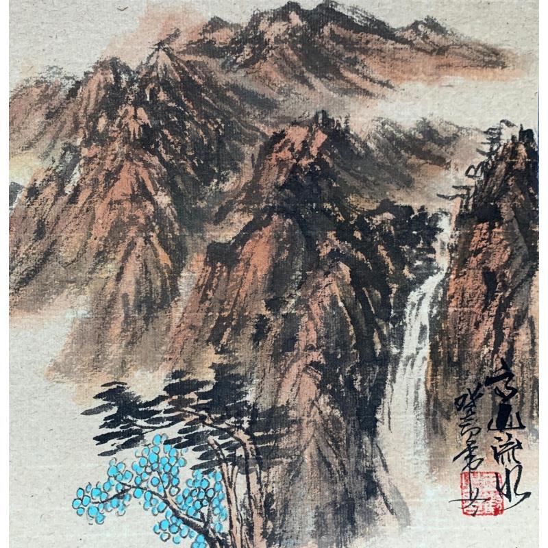 Painting High Mountains by Yu Huan Huan | Painting Figurative Landscapes Ink