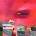 Peinture Les balançoires roses par Lau Blou | Tableau Abstrait Mixte minimaliste