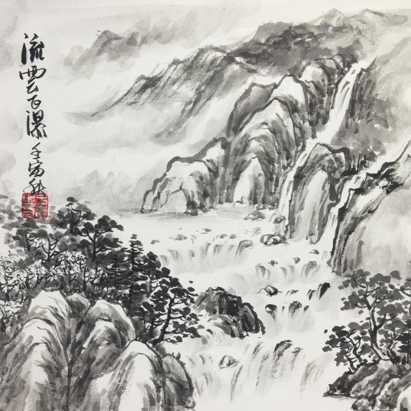 Peinture Waterfall 9 par Yu Huan Huan | Tableau Figuratif Paysages Encre