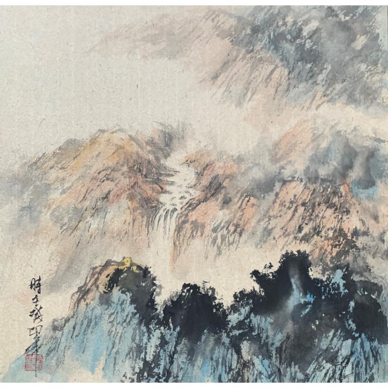 Gemälde Waterfall 3 von Yu Huan Huan | Gemälde Figurativ Landschaften Tinte