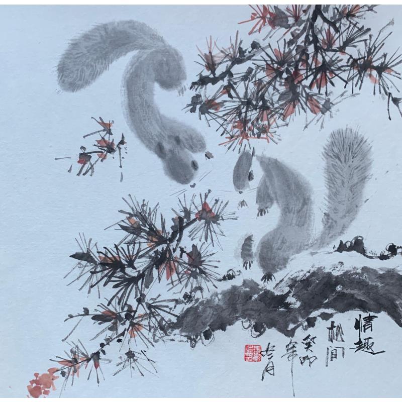 Peinture Pine forest par Yu Huan Huan | Tableau Figuratif Paysages Encre