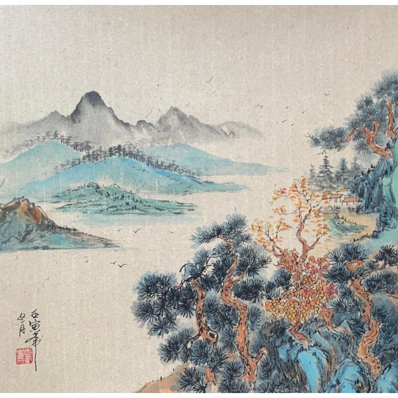 Painting Beginning of Autumn by Yu Huan Huan | Painting Figurative Landscapes Ink