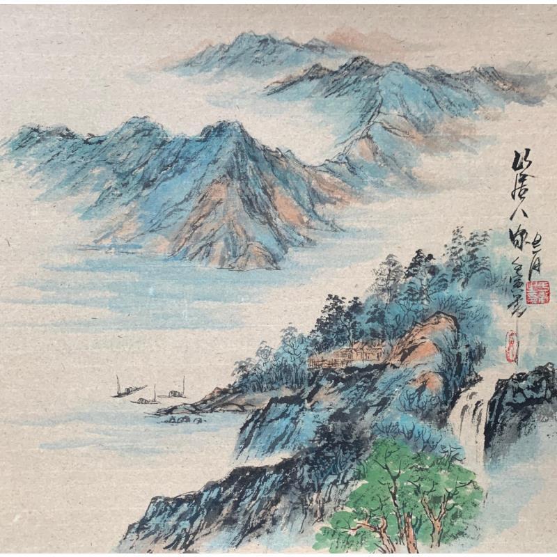 Gemälde Deep mountains life von Yu Huan Huan | Gemälde Figurativ Tinte Landschaften