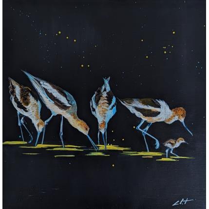 Painting Balade au clair de lune  by CLOT | Painting Figurative Acrylic Animals, Landscapes