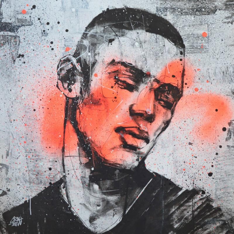 Gemälde The hush von Graffmatt | Gemälde Street art Porträt Graffiti Acryl