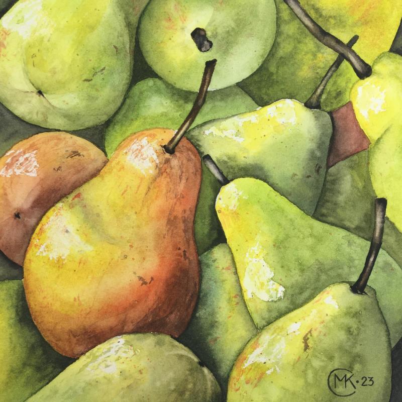 Painting Poires au marché by Kuprina Carle Maria | Painting Figurative Watercolor still-life