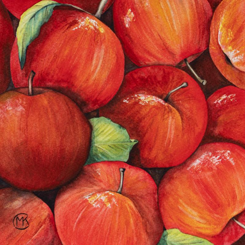 Peinture Pommes au marché par Kuprina Carle Maria | Tableau Figuratif Nature Aquarelle