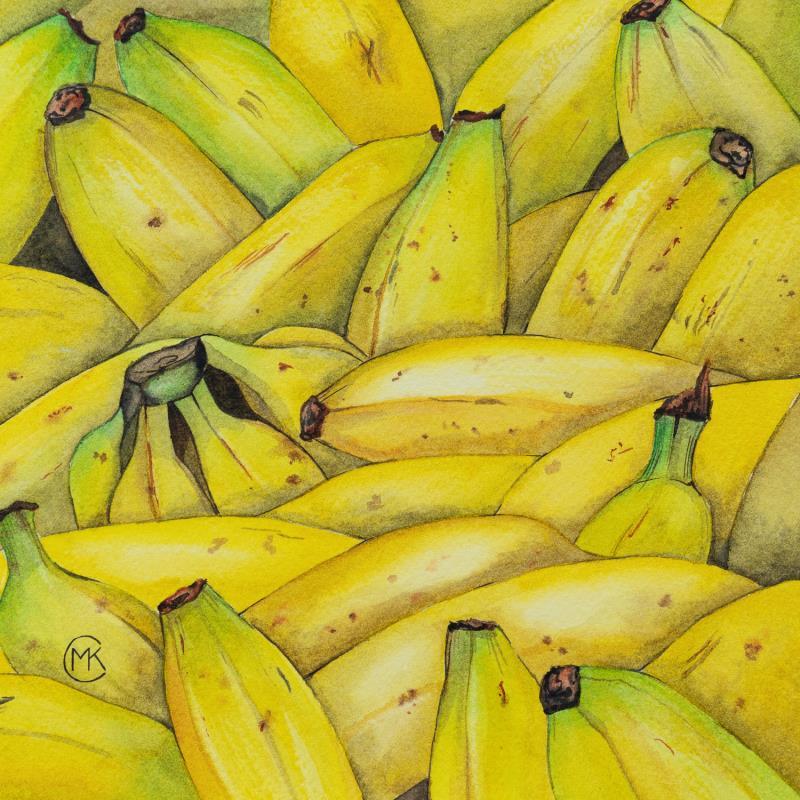 Peinture Bananes au marché par Kuprina Carle Maria | Tableau Figuratif Aquarelle Nature