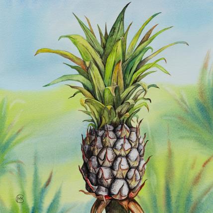 Gemälde Champ d'ananas von Kuprina Carle Maria | Gemälde Figurativ Aquarell Natur