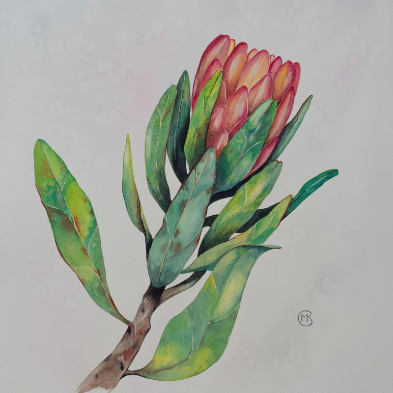 Painting King protea by Kuprina Carle Maria | Painting Figurative Watercolor Nature