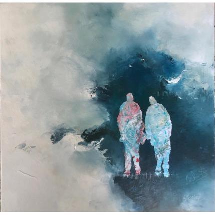Peinture Avec toi, regarder les étoiles  par Nathalie Dumontier x Odile Escolier  | Tableau Abstrait Huile