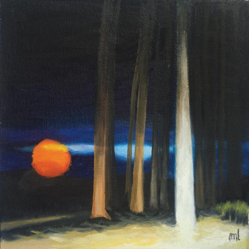 Gemälde Red Moon von Laplane Marion | Gemälde Impressionismus Öl Landschaften, Natur, Pop-Ikonen