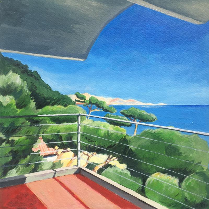 Painting Vue sur mer by Laplane Marion | Painting Figurative Acrylic Architecture, Landscapes, Life style
