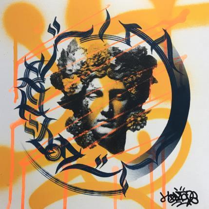 Painting Greek statue and flower by Maderno | Painting Street art Mixed Portrait