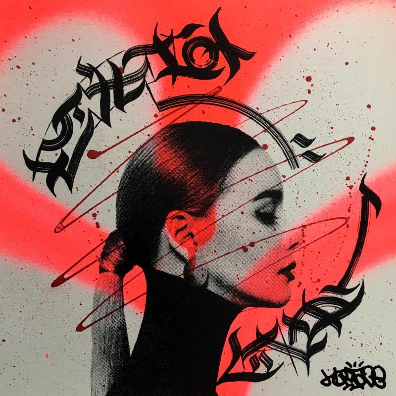 Peinture Graphic girl calligraphy par Maderno | Tableau Street Art Graffiti Portraits