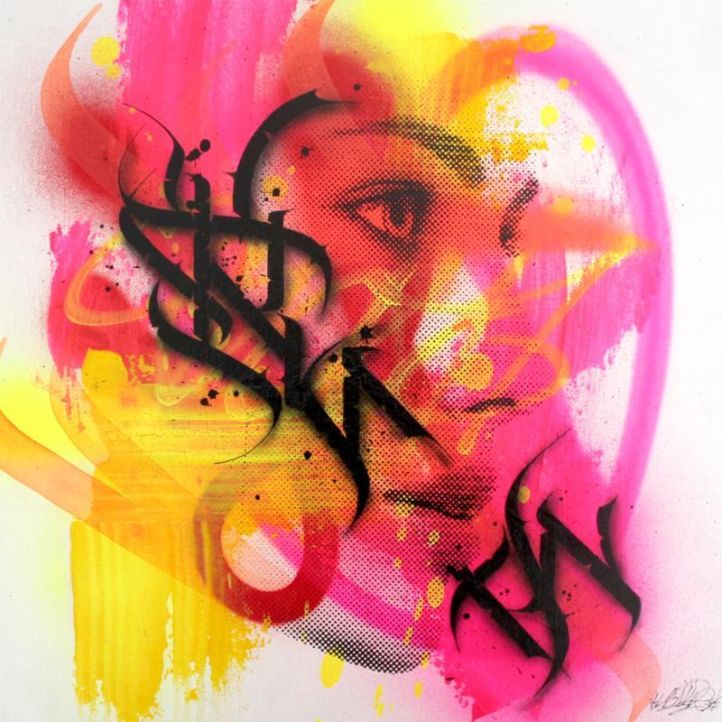 Peinture Behind the face par Maderno | Tableau Street Art Portraits Graffiti