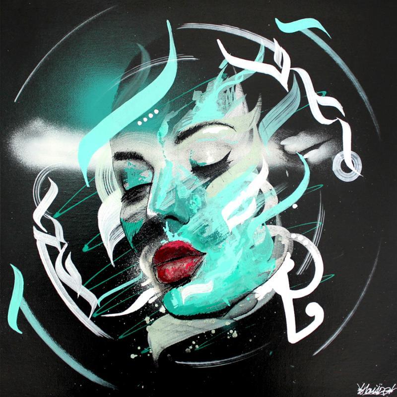Painting Emeraude calligraphy girl by Maderno | Painting Street art Portrait