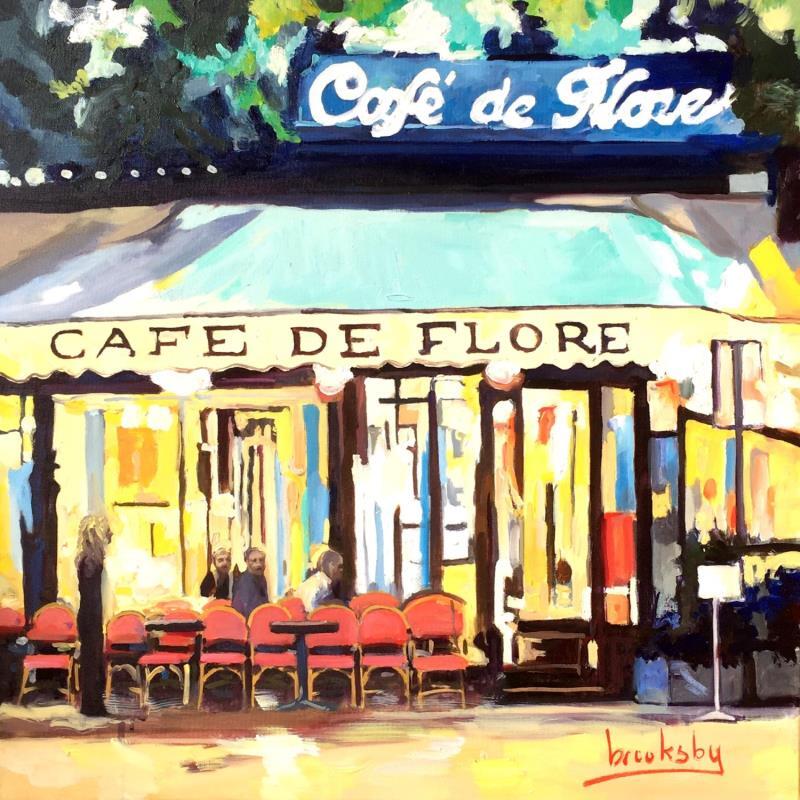 Peinture Cafe de Flore par Brooksby | Tableau Figuratif Huile scènes de vie, Urbain