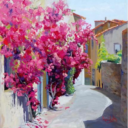 Painting Bougainvillier by Brooksby | Painting Figurative Oil Landscapes, Urban