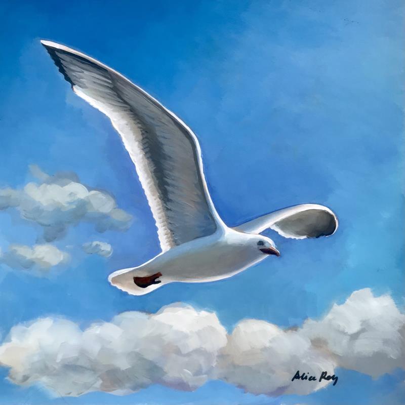 Painting La mouette by Alice Roy | Painting Figurative Marine Animals Oil Acrylic