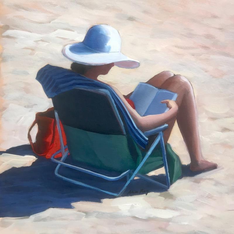Gemälde La femme au chapeau blanc von Alice Roy | Gemälde Figurativ Alltagsszenen Öl Acryl