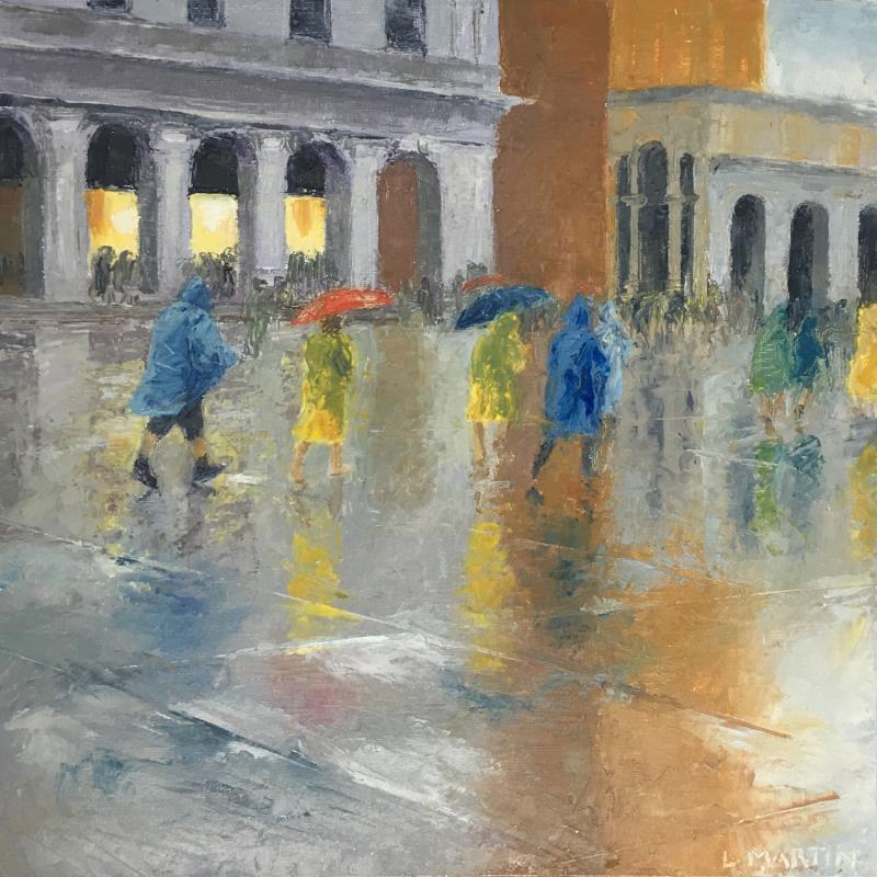Painting Les parapluies by Martin Laurent | Painting Figurative Urban Life style Oil