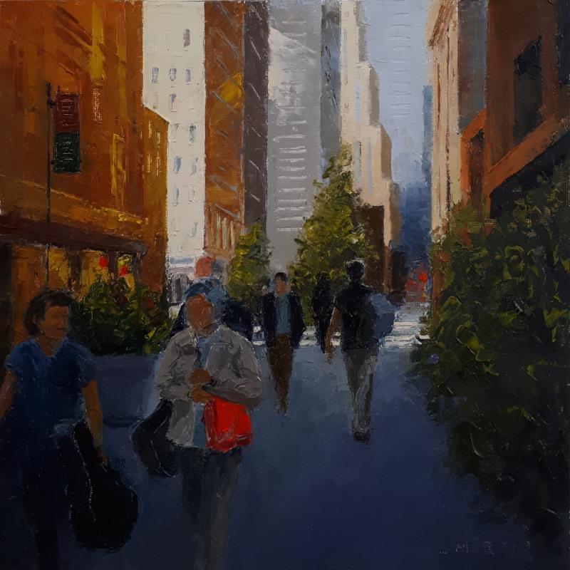 Painting West 36th St, NYC by Martin Laurent | Painting Figurative Urban Life style Oil