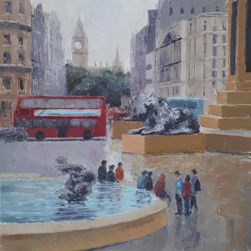 Painting Trafalgar Square by Martin Laurent | Painting Figurative Urban Life style Oil