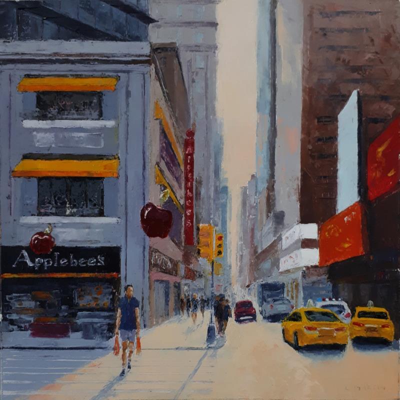 Painting 50th St -Broadway by Martin Laurent | Painting Figurative Urban Life style Oil