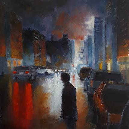 Painting 8th av Nyc by Martin Laurent | Painting Figurative Oil Life style, Urban