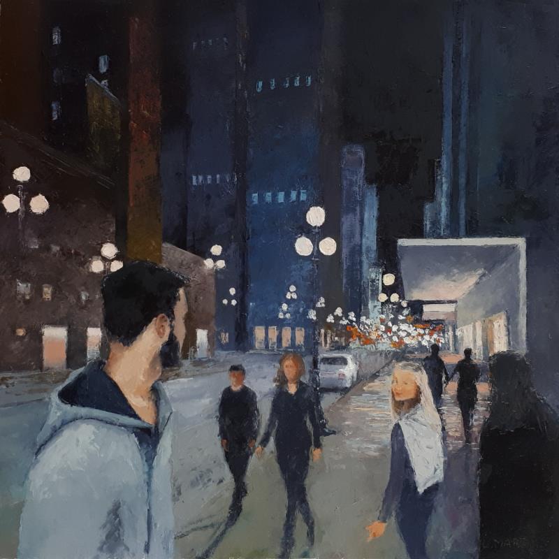 Painting Canal street New Orleans by Martin Laurent | Painting Figurative Urban Life style Oil