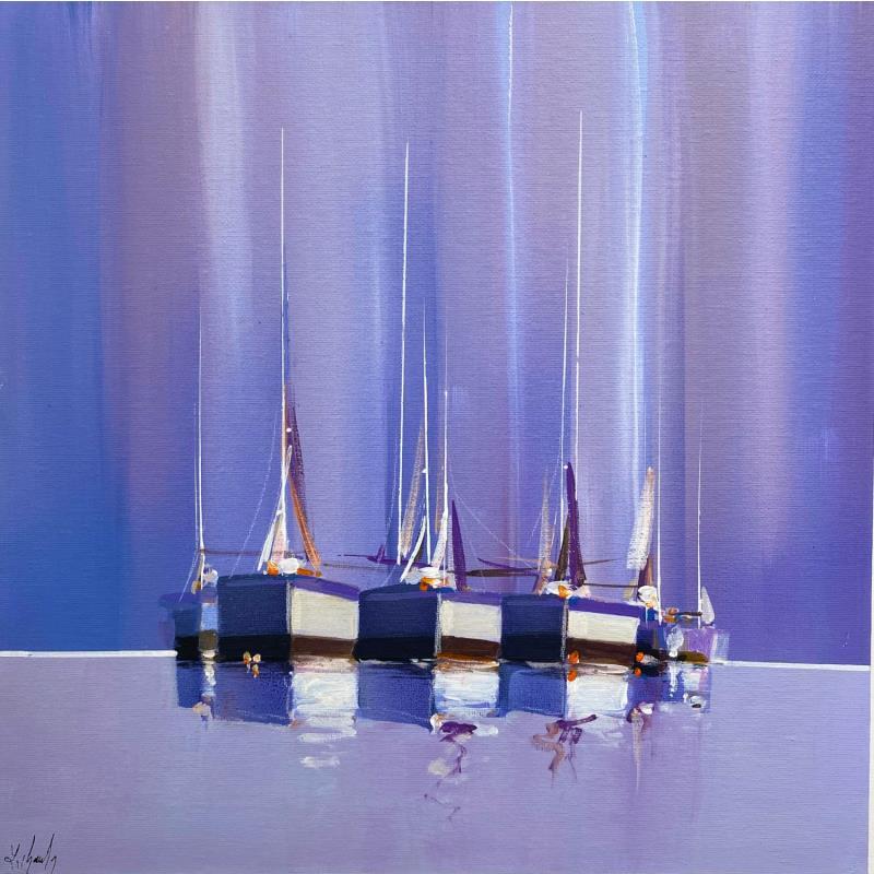 Painting Série lignes blanches 2 by Chevalier Lionel | Painting Figurative Marine Minimalist Acrylic