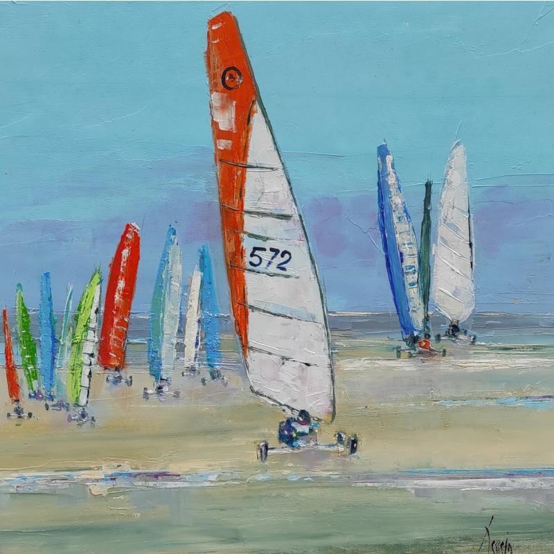 Painting Chars à voile by Dessein Pierre | Painting Figurative Oil Life style, Marine