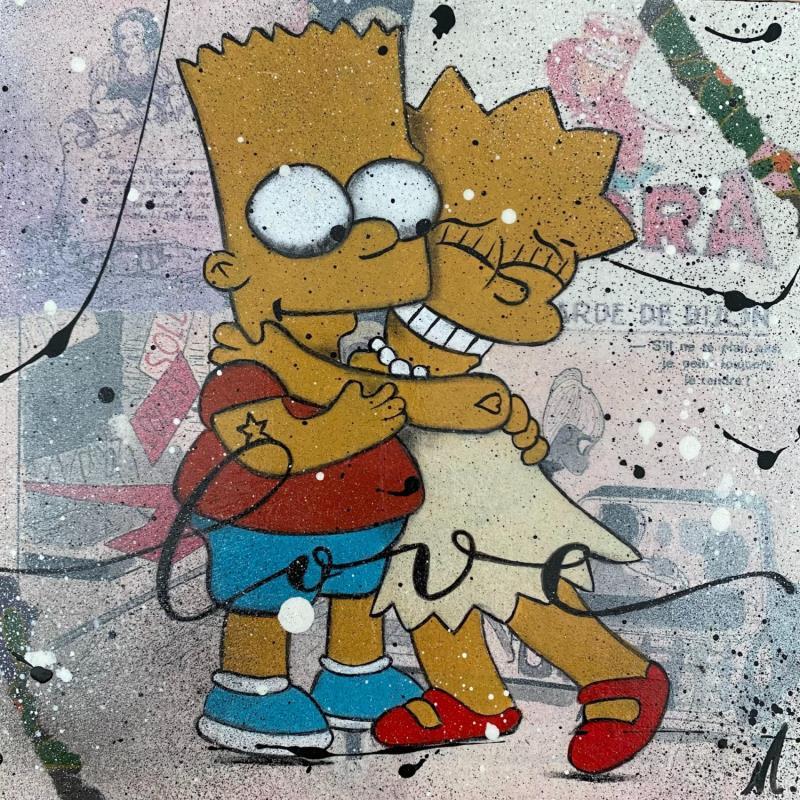Painting Family Simpson by Marie G.  | Painting Pop art Acrylic Pop icons