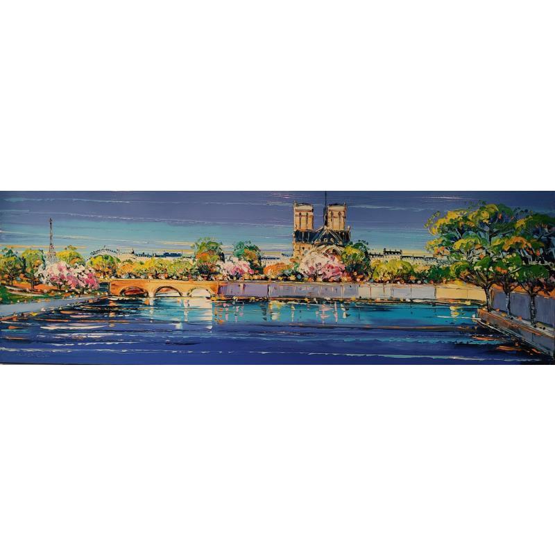 Painting Reflets sur la Seine by Corbière Liisa | Painting Figurative Oil Landscapes