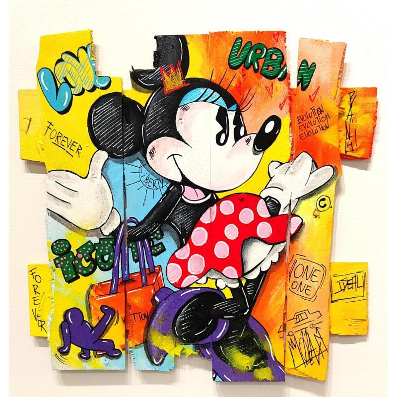 Painting Minnie love by Molla Nathalie  | Painting Pop-art Pop icons Wood