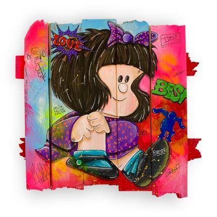 Peinture Mafalda par Molla Nathalie  | Tableau Pop-art Bois Icones Pop