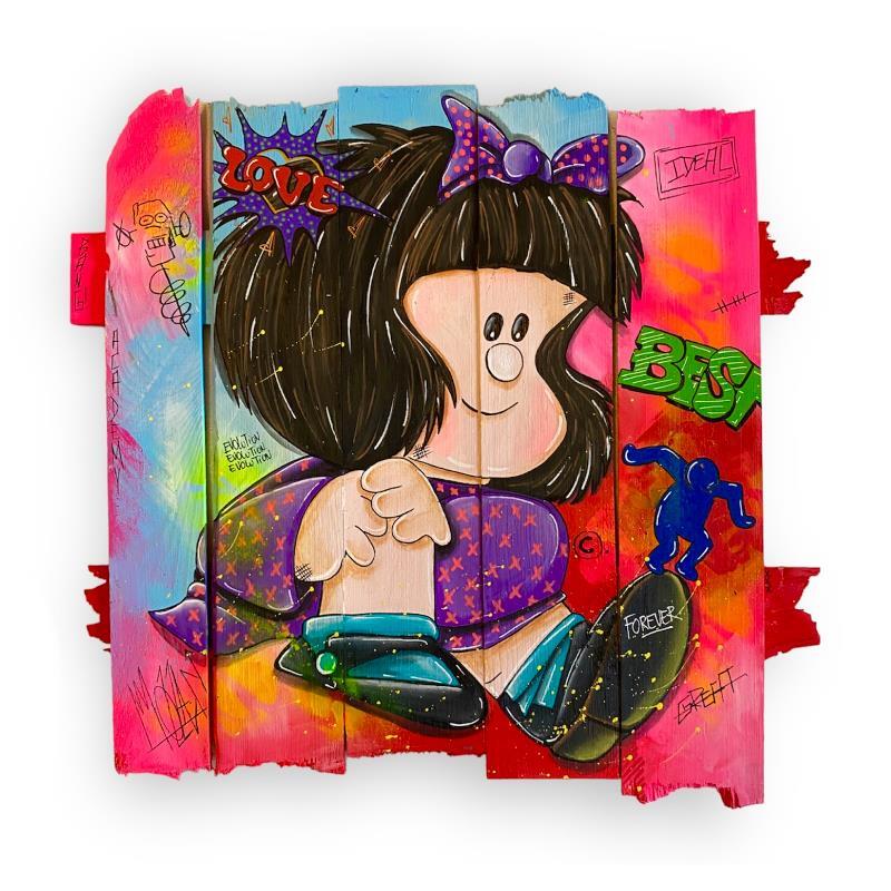 Peinture Mafalda par Molla Nathalie  | Tableau Pop-art Icones Pop Bois