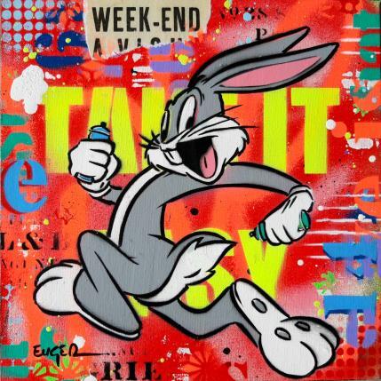 Gemälde WEEK END von Euger Philippe | Gemälde Pop-Art Acryl, Collage, Graffiti Pop-Ikonen