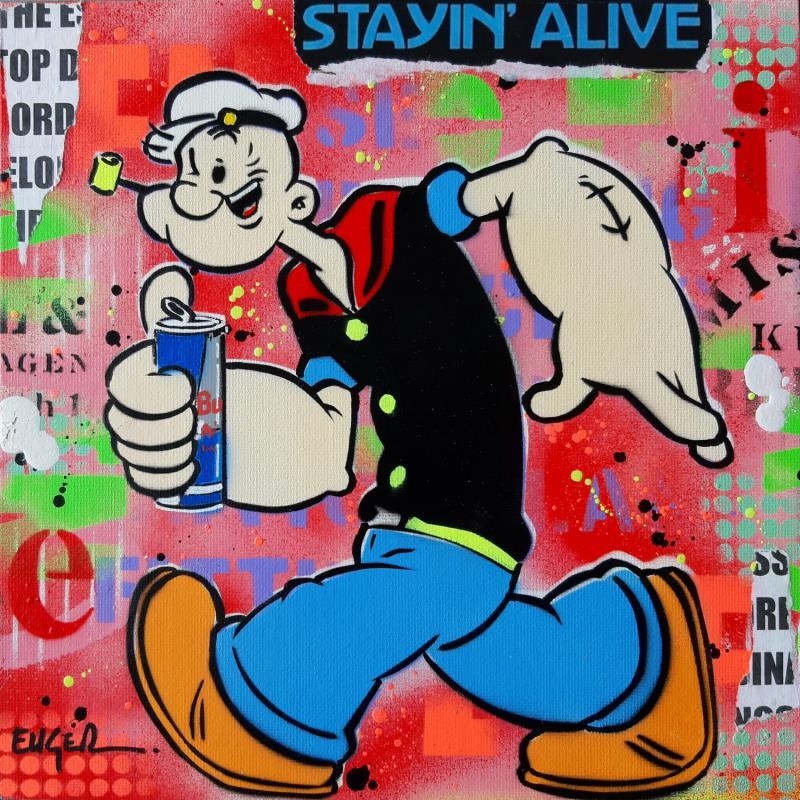Painting STAYIN'ALIVE by Euger Philippe | Painting Pop-art Acrylic, Gluing, Graffiti Pop icons