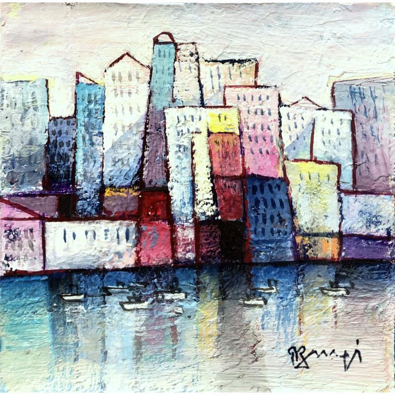 Gemälde AL50  LA GRANDE VILLE von Burgi Roger | Gemälde Figurativ Landschaften Urban Marine Acryl